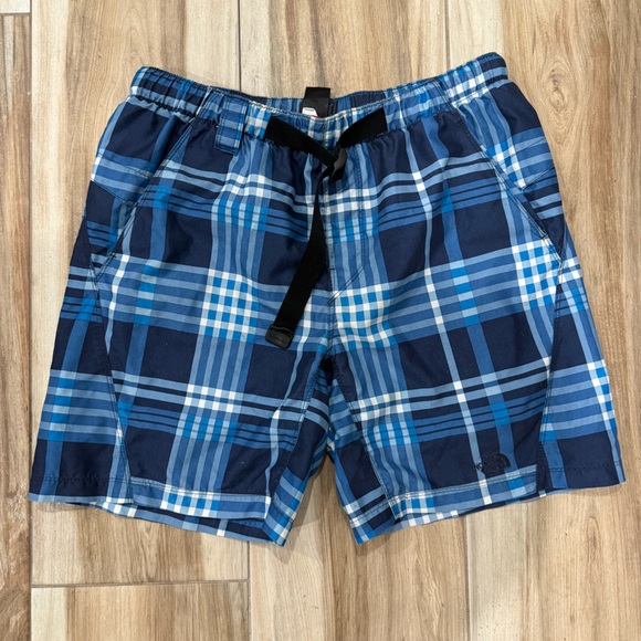 The North Face Kids Plaid Blue Shorts - Picture 1 of 5